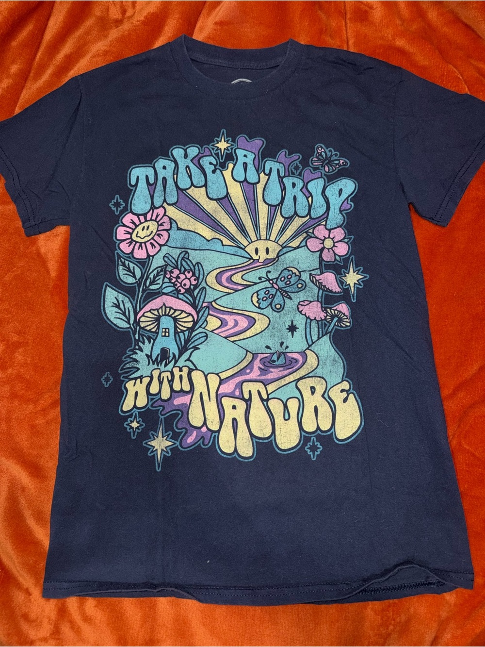 Navy Graphic 'Take a Trip with Nature' Short Sleeve Tee